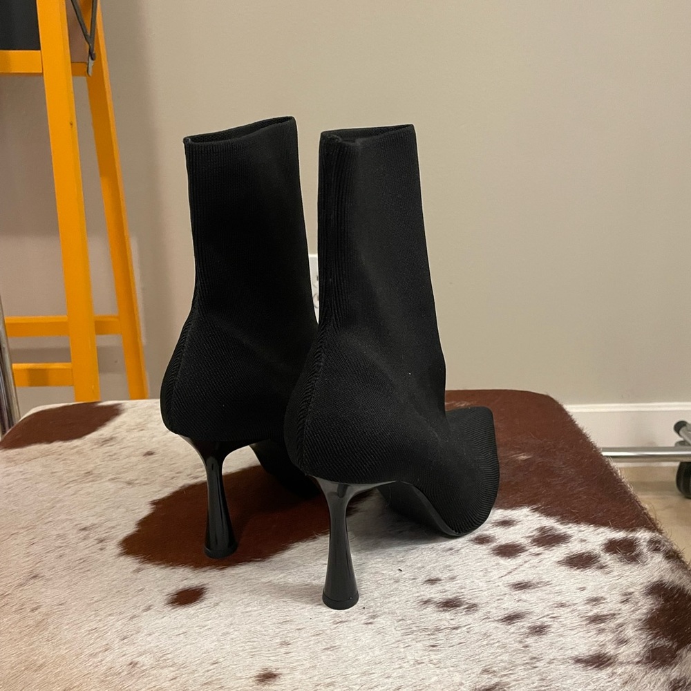 Zara Womens Sock Pointed toe heel booties - Picture 3 of 5